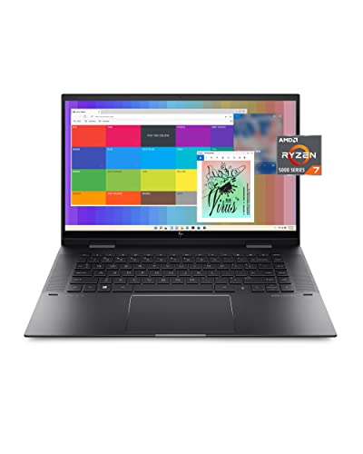 HP ENVY x360 Convertible 15-inch Laptop, AMD Ryzen 7 5825U processor, AMD Radeon Graphics, 8 GB RAM, 512 GB SSD, Windows 11 Home (15-eu1026nr, Nightfall black aluminum) (Renewed)