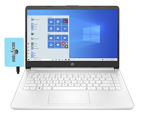 HP 14z-fq000 Home & Business Laptop Snow White (AMD 3020e 2-Core, 8GB RAM, 128GB SSD, AMD Radeon, 14.0" HD (1366x768), WiFi, Bluetooth, Webcam, 2xUSB 3.1, 1xHDMI, SD Card, Win 11 Home) with Hub