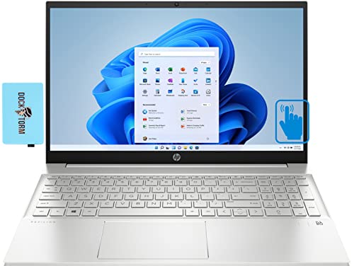 HP Pavilion 15t-eg200 FHD Touchscreen Laptop (Intel i7-1255U 10-Core, 32GB RAM, 2TB PCIe SSD, Intel Iris Xe, 15.6" 60Hz (1920x1080), FP Reader, Backlit KYB, WiFi 6, BT 5.2, Win11P) w/Dockztorm Hub