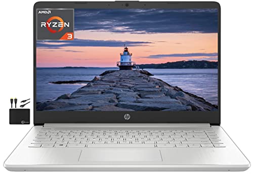 HP 2022 Newest 14'' HD Laptop Computer, AMD Ryzen 3 3250U (Upto 3.5GHz, Beat i5-7200U), 8GB RAM, 128GB SSD, HD Webcam, WiFi, Bluetooth, HDMI, USB-A&C, 10+ Hours Battery, Win 11 S+Marxsolcables