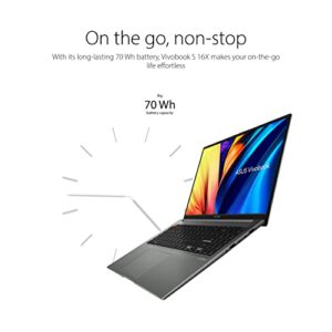 ASUS VivoBook S 16X Slim Laptop, 16" WUXGA (1920 x 1200) 16:10 Display, Intel Core i7-12700H CPU, 16GB RAM, 512GB SSD, Windows 11 Home, Midnight Black, S5602ZA-DB74