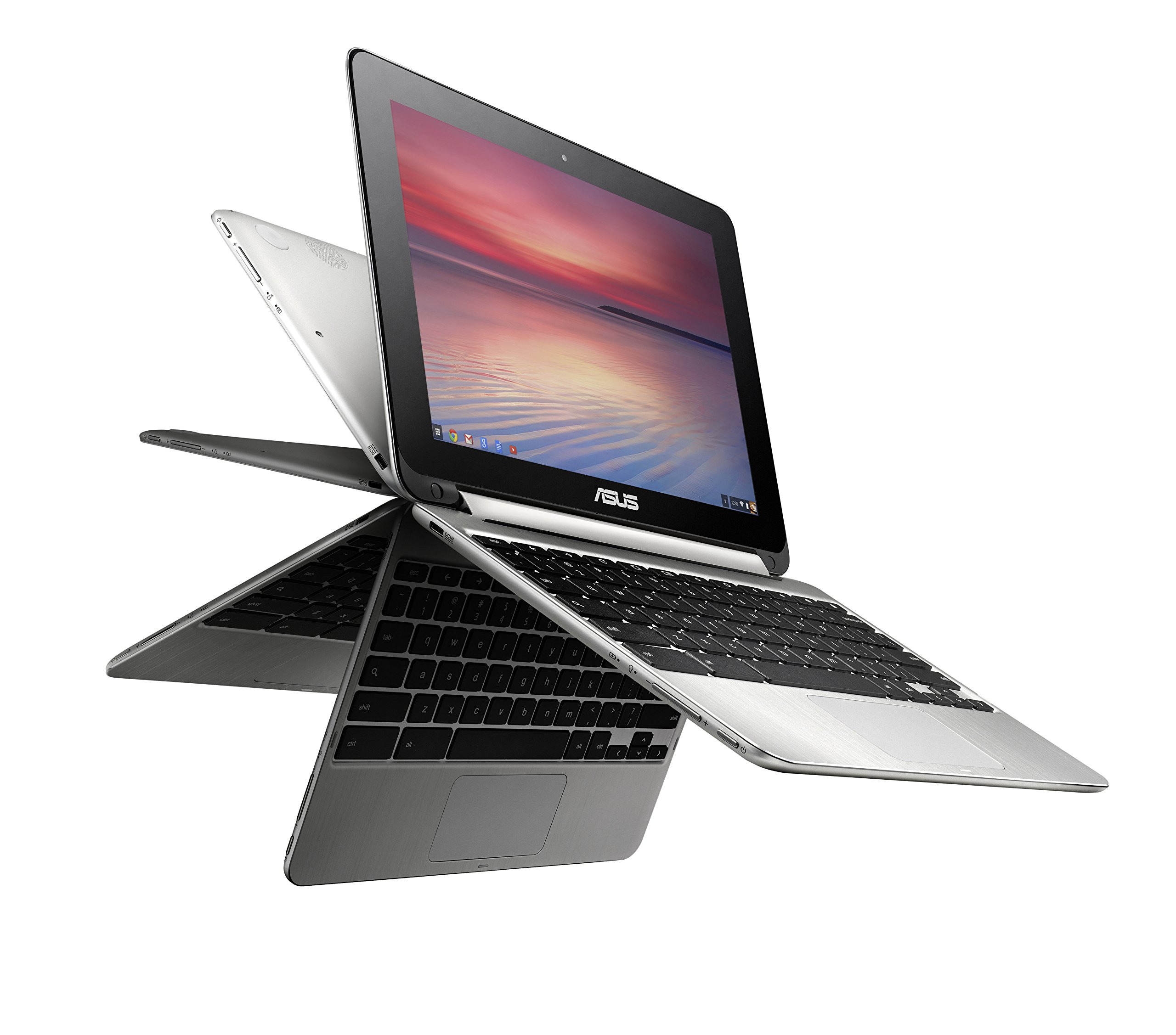 ASUS C100PA-DB01 Chromebook Flip 10.1" Touchscreen Laptop (Quad Core, 2GB, 16GB SSD) - Aluminum Chassis,Silver