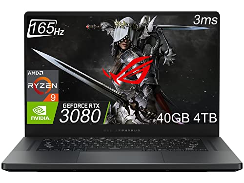 ASUS Rog Zephyrus G15 GA503 15.6" QHD 2K 165Hz (40GB RAM, 4TB PCIe SSD, AMD 8-Core Ryzen 9 5900HS (Beat i7-1195G7), RTX 3080 8GB) Gaming Laptop, Backlit KB, Type-C, WiFi 6, IST Cable, Win 10 Home