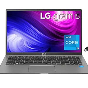 2021 LG Gram Ultralight Laptop - Full Day Battery 15.6 inch FHD IPS Intel 11th i5-1135G7 16GB LPDDR4 512GB NVMe SSD Iris Xe Graphics Backlit Keyboard RJ-45 Win 10 Pro w/RATZK 32GB USB, Gray