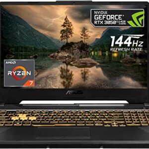 ASUS 2022 TUF A15 15.6" FHD 144Hz Gaming Laptop, AMD Ryzen 7-4800H Processor, 32GB RAM, 1TB PCIe SSD, Backlit Keyboard, GeForce RTX 3050 Graphics, HD Webcam, Windows 11 Pro, Black, 32GB USB Card