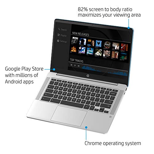 HP Chromebook 14-inch HD Laptop, Intel Celeron N4000, 4 GB RAM, 32 GB eMMC, Chrome (14a-na0070nr, Forest Teal)