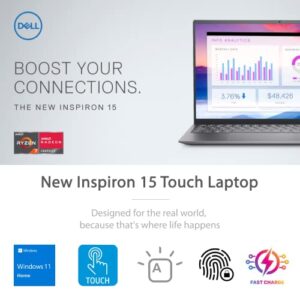 Dell Newest Inspiron 15 Laptop, 15.6 FHD LED-Backlit Touch Display, AMD Ryzen 7 5700U, 32GB DDR4 RAM, 1TB PCIe SSD, HDMI, Webcam, Backlit Keyboard, WiFi, Bluetooth, FP Reader, Win11 Home