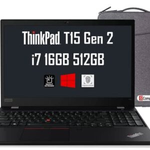 Lenovo Thinkpad T15 15.6" FHD (Intel 4-Core i7-1165G7, 16GB RAM, 512GB SSD, UHD Graphics) Full HD IPS Business Laptop, Backlit Keyboard, 2X Thunderbolt 4, Fingerprint, IST Bag, Windows 10 Pro