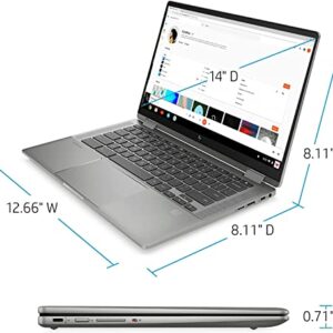 HP X360 2 in 1 Laptop 14" Touch-Screen FHD IPS Chromebook, Intel Core i3-1115G4 (Beats i5-1031G1), 8GB RAM, 128GB NVMe SSD, Backlit KB, Fingerprint Reader, Metal Body + TiTac Card (64GB)