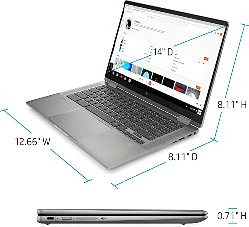 HP X360 2 in 1 Laptop 14" Touch-Screen FHD IPS Chromebook, Intel Core i3-1115G4 (Beats i5-1031G1), 8GB RAM, 128GB NVMe SSD, Backlit KB, Fingerprint Reader, Metal Body + TiTac Card (64GB)