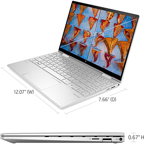 2022 Newest HP Envy x360 2-in-1 13.3" OLED Touch-Screen Laptop, Intel Evo Core i7-1195G7(Up to 5.0 GHz), 8GB RAM, 512GB PCle SSD, Fingerprint Reader, Backlit Keyboard, Windows 11, Natural Silver