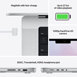 Late 2021 Apple MacBookPro with Apple M1 Pro chip (16 inch, 16GB RAM, 1TB SSD) Silver (Renewed)