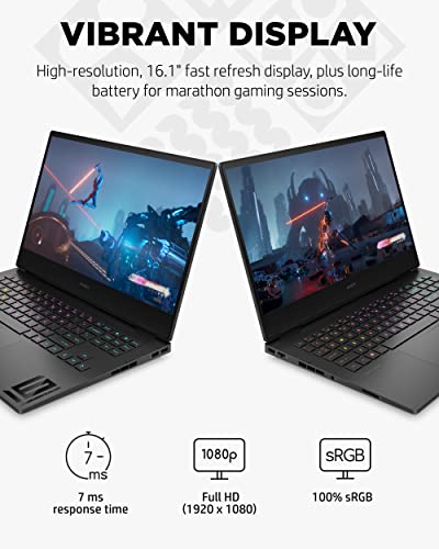 HP OMEN Laptop, Intel Core i7-12700H Processor, NVIDIA GeForce RTX 3060 Graphics, 16 GB RAM Memory, Windows 11 Home Operating System (16-b1010n, Shadow Black)