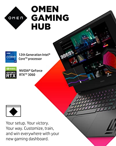 HP OMEN Laptop, Intel Core i7-12700H Processor, NVIDIA GeForce RTX 3060 Graphics, 16 GB RAM Memory, Windows 11 Home Operating System (16-b1010n, Shadow Black)