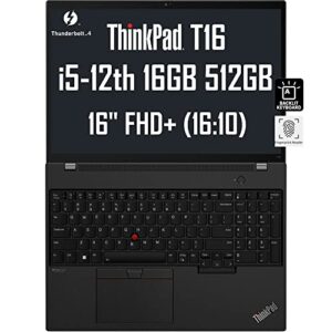 lenovo thinkpad t16 16″ wuxga (intel 12th gen 10-core i5-1235u, 16gb ram, 512gb pcie ssd) business laptop, fingerprint, backlit keyboard, thunderbolt 4, wi-fi 6e, 3-year warranty, win 10 / win 11 pro