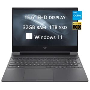2022 newest hp victus laptops, 15.6 inch fhd computer, intel core i5-12450h, nvidia geforce gtx 1650, 32gb ram, 1tb ssd, backlit keyboard, ethernet, webcam, bluetooth,windows 11, lioneye hdmi cable