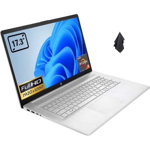 HP Laptop 17.3" FHD 1080P IPS Display, AMD Ryzen 5 5500U 6 Core CPU (Beat i7-1065G7), 16GB RAM, 1TB PCIe SSD, HD Webcam, WiFi, Bluetooth, HDMI, Win10 Home, Available Upgrade to Win11 Home, Silver