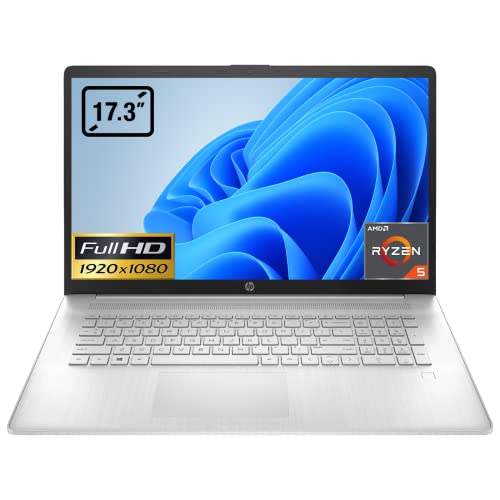 HP Laptop 17.3" FHD 1080P IPS Display, AMD Ryzen 5 5500U 6 Core CPU (Beat i7-1065G7), 16GB RAM, 1TB PCIe SSD, HD Webcam, WiFi, Bluetooth, HDMI, Win10 Home, Available Upgrade to Win11 Home, Silver