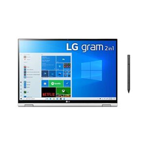 LG Gram 16T90P - 16" WQXGA (2560x1600) 2-in-1 Lightweight Touch Display Laptop, Intel evo with 11th gen Core i7 1165G7 CPU , 16GB RAM, 2TB SSD, 21 Hours Battery, Thunderbolt 4, Silver - 2021