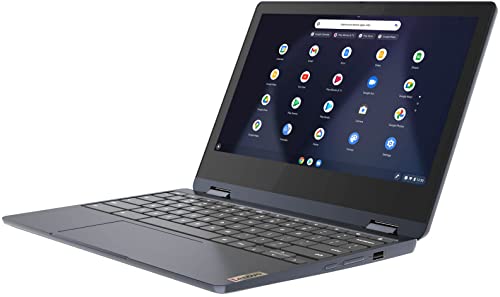 Lenovo Flex 3 11" 2-in-1 IPS Touchscreen Chromebook Laptop, MediaTek MT8183, 4GB Memory, 128GB Storage(64GB eMMC Plus 64GB Card), WiFi 6, Bluetooth, Webcam, Chrome OS, Abyss Blue | TGCD Bundle