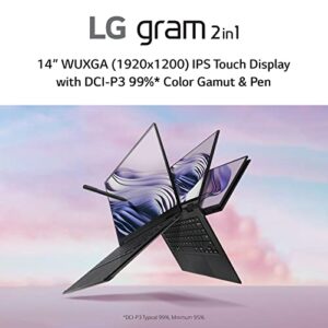 LG gram (2022) Laptop 14T90Q 2-in-1 14" Touchscreen, Intel Evo 12th Gen Core i5, 16GB RAM, 512GB SSD, Windows 11, Black