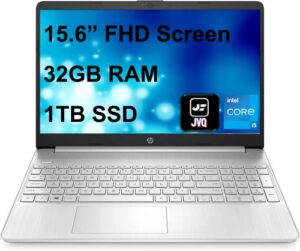 hp newest pavilion laptop, 15.6″ fhd screen, intel core i5-1135g7 processor (up to 4.2 ghz), 32gb memory, 1tb ssd, type-c, hdmi, bluetooth, windows 11 home, silver, jvq mp