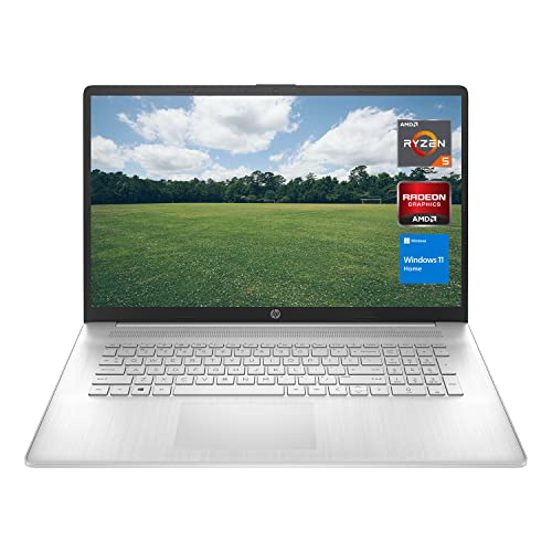 HP Laptop, 17.3" Non-Touch 60Hz Full HD (1920x1080), AMD Ryzen 5 5500U, 32GB RAM, 1TB PCIe SSD, AMD Radeon, HDMI, Webcam, WiFi, Bluetooth, Windows 11 Home, Natural Silver