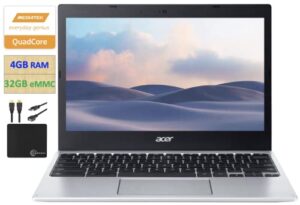 2022 newest acer 311 chromebook laptop student business, mediatek mt8183c 8-core processor,11.6″ hd display, 4gb ram, 32gb emmc, wi-fi 5, bluetooth 5, upto 15 hours battery, chrome os +marxsolcables