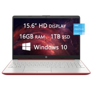 2022 newest hp laptops, 15.6 inch hd computer, intel pentium silver n5030, 16gb ram, 1tb ssd, 1-year office 365, ethernet, webcam, wi-fi, bluetooth, fast charge, windows 10, lioneye hdmi cable
