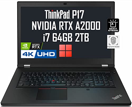 ThinkPad P17 Gen 2 17.3" 4K UHD (Intel 8-Core i7-11800H, 64GB RAM, 2TB PCIe SSD, RTX A2000 4GB Graphics) IPS Mobile Workstation Laptop, 2 x Thunderbolt 4, Backlit Keyboard, Fingerprint, Win 11 Pro