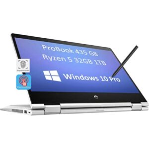 HP ProBook x360 435 G8 13.3" FHD 2-in-1 Touchscreen (AMD Ryzen 5 5600U, 32GB RAM, 1TB SSD, Active Stylus) Business Laptop, 6-Core (Beat i7-10750H) Fingerprint, Webcam, Win 10 Pro/Win 11 Pro