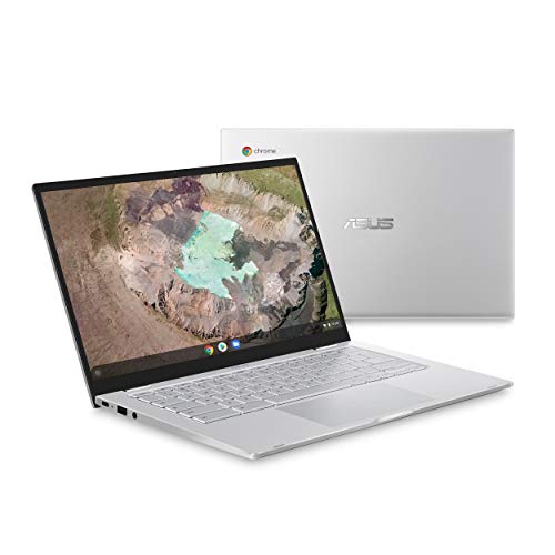 ASUS Chromebook C425 Clamshell Laptop, 14" FHD 4-Way NanoEdge, Intel Core m3-8100Y Processor, 4GB RAM, 128GB eMMC Storage, Backlit KB, Silver, Chrome OS, C425TA-AS348F