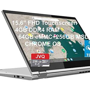 Lenovo 2022 Newest C340 15.6" FHD Touchscreen 2-in-1 Chromebook Laptop, Intel i3 CPU(Up to 3.4GHz), 4GB RAM, 320GB Space(64GB eMMC+256GB MSD), USB-C, Wi-Fi, Bluetooth, Webcam, Chrome OS+JVQ MP