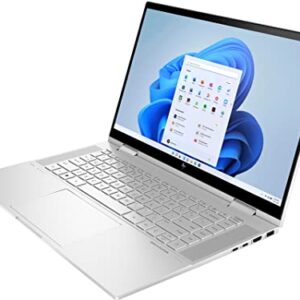 HP 2022 Envy X360 2-in-1 15.6" FHD Touchscreen Laptop, Intel Evo Platform Core i7 1255U, 64GB RAM, 2TB PCIe SSD, Backlit Keyboard, Intel Iris Xe Graphics, Windows 11 Pro, Silver, 32GB USB Card