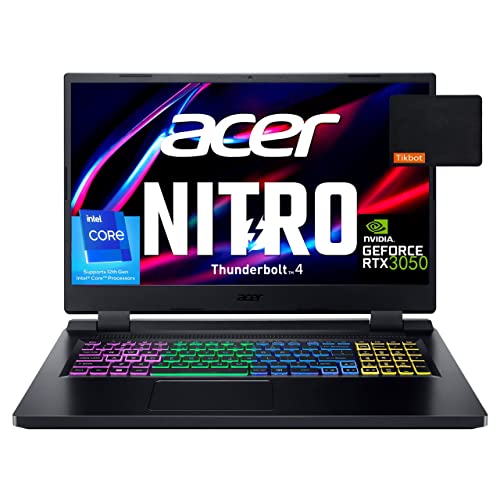 Acer 2022 Nitro 5 17.3" FHD IPS 144Hz Gaming Laptop Core i5 12500H(Beats i7-11800H) NVIDIA RTX 3050 TGP 95W Thunderbolt 4 Intel Killer Ethernet w/Mouse Pad (16GB RAM | 512GB PCIe SSD)