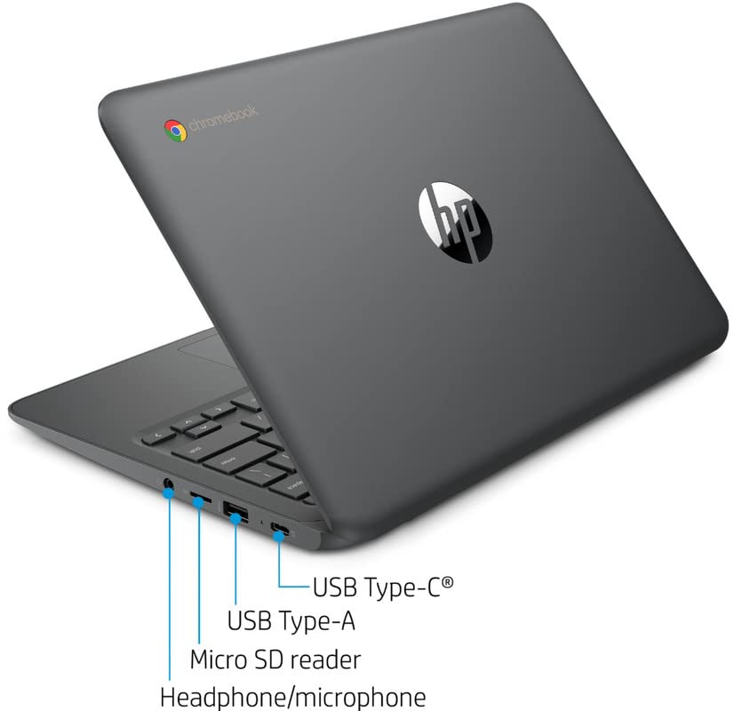 HP 2022 Chromebook 11.6" HD for Business and Student Laptop, Intel Celeron N3350 Processor, 4GB RAM, 160GB Storage( 32GB eMMc+128GB MicroSD), Intel HD Graphics, HD Webcam, Gray, Chrome OS