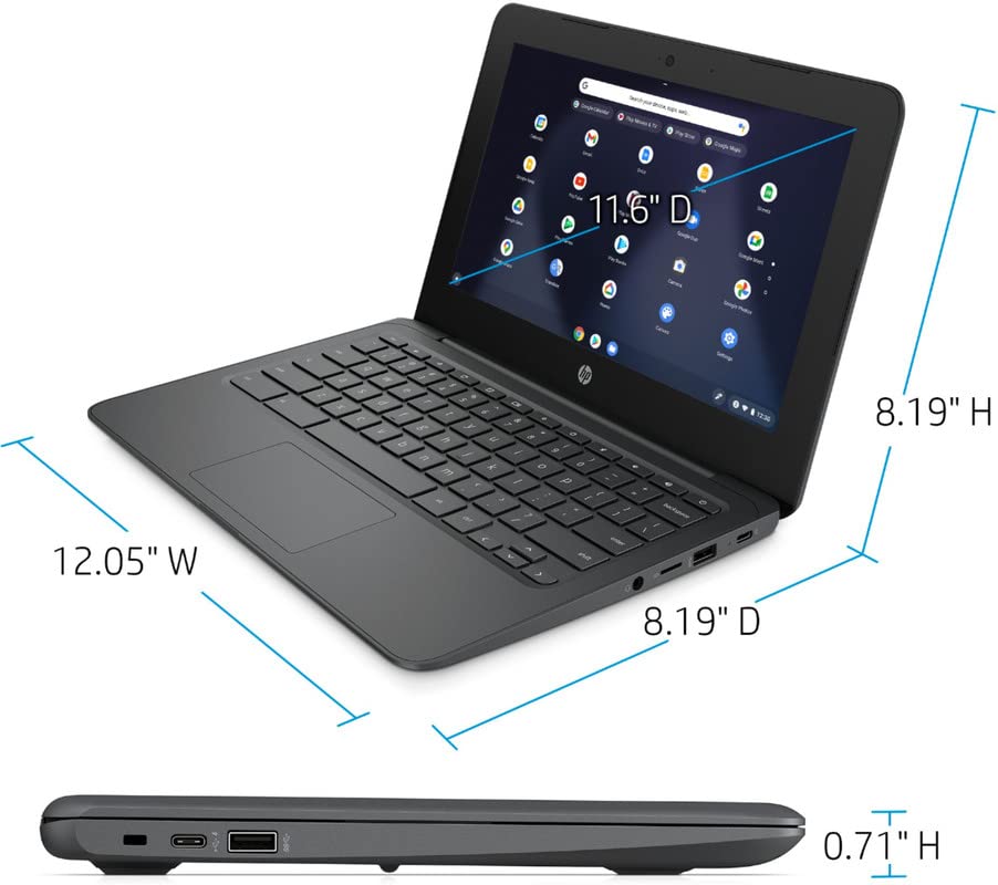 HP 2022 Chromebook 11.6" HD for Business and Student Laptop, Intel Celeron N3350 Processor, 4GB RAM, 160GB Storage( 32GB eMMc+128GB MicroSD), Intel HD Graphics, HD Webcam, Gray, Chrome OS