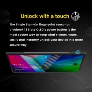 ASUS VivoBook 13 Slate OLED 2-in-1 Laptop, 13.3" FHD OLED Touch Screen Display, Intel Pentium N6000 Quad-Core CPU, 4GB RAM, 128GB eMMC, Fingerprint, Stylus Pen, Windows 11 Home, Tablet, Black