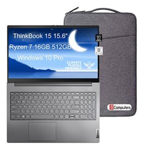 lenovo thinkbook 15 gen 3 acl 15.6″ fhd (amd 8-core ryzen 7 5700u (beat i7-1165g7), 16gb ram, 512gb ssd) business laptop, anti-glare, backlit, fingerprint, webcam, ist bag, win 10 pro / win 11 pro