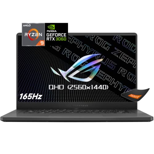 ASUS ROG Zephyrus G15 15.6" 165Hz QHD (2560x1440) Slim Gaming Laptop, 8 Cores AMD Ryzen 9 5900HS, GeForce RTX 3060, 100% DCI-P3 Pantone, RGB Backlit KB, Wi-Fi 6 (40GB RAM | 2TB PCIe SSD)