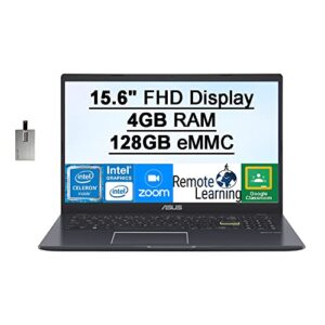 2021 asus l510 15.6″ fhd laptop computer, intel celeron n4020 processor, 4gb ddr4 ram, 128gb emmc flash memory, intel uhd graphics 600, bluetooth, hdmi, windows 10s, star black, 32gb snowbell usb card