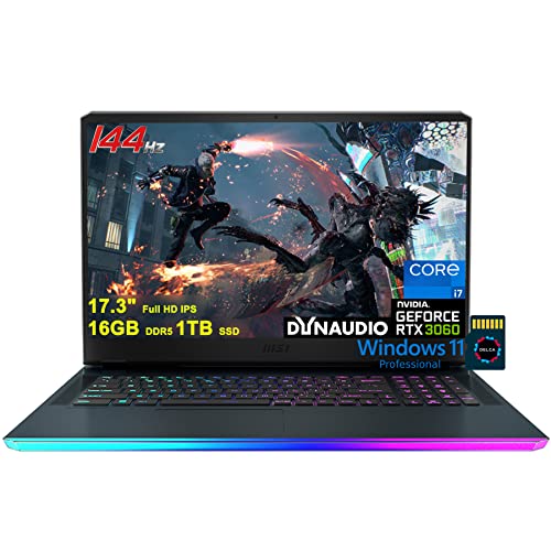 MSI GE76 Raider Gaming Laptop I 17.3" Full HD IPS 144Hz I 12th Gen Intel 14-core i7-12700H I 16GB DDR5 1TB SSD I GeForce RTX3060 6GB I Backlit Thunderbolt Dynaudio Win11Pro + 32GB MicroSD Card