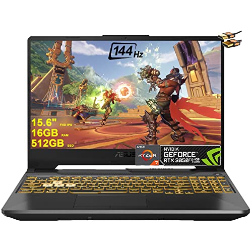 ASUS TUF Gaming A15 Laptop 15.6" FHD IPS 144Hz (Adaptive-Sync) AMD Octa-Core Ryzen 7 4800H (Beats i7-11370H) 16GB RAM 512GB SSD GeForce RTX 3050 Ti 4GB Graphic Backlit USB-C Win11 Black + HDMI Cable