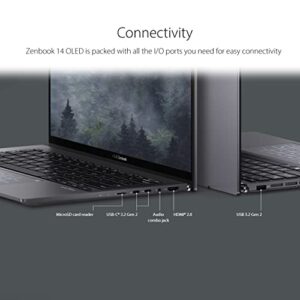 ASUS ZenBook Laptop 14” 2.8K OLED Display, AMD Ryzen 7 5825U CPU, Radeon Graphics, 8GB RAM, 512GB PCIe SSD, Windows 11 Home, Jade Black, UM3402YA-DS71