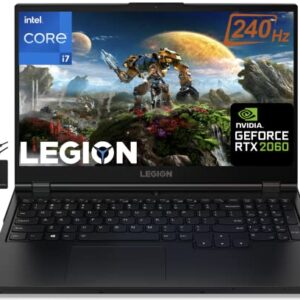 Lenovo 2022 Legion 5 Gaming Laptop 15.6" FHD IPS Screen 500 Nit 100% sRGB 240Hz, 6-Core Intel i7-10750H,64GB RAM, 2TB SSD + 1TB HDD, NVIDIA GeForce RTX 2060 6GB, Backlit, WiFi 6,Win 10 +MarxsolCable