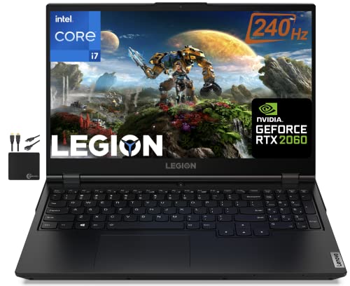 Lenovo 2022 Legion 5 Gaming Laptop 15.6" FHD IPS Screen 500 Nit 100% sRGB 240Hz, 6-Core Intel i7-10750H,64GB RAM, 2TB SSD + 1TB HDD, NVIDIA GeForce RTX 2060 6GB, Backlit, WiFi 6,Win 10 +MarxsolCable