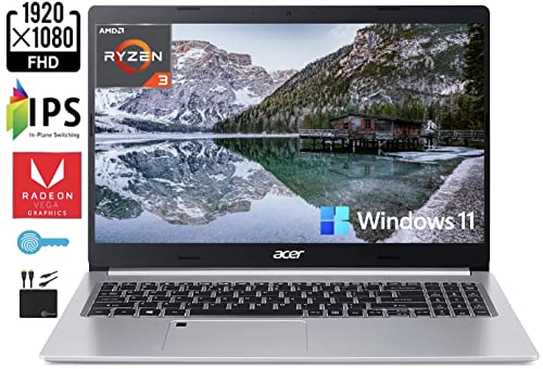 Acer 2022 Newest Aspire 5 Slim 15.6" FHD IPS Laptop, Quad-Core AMD Ryzen 3 3350U (Upto 3.5GHz,Beat i5-7200U), 12GB DDR4 RAM, 512GB SSD,WiFi 6, Backlit KB, Fingerprint Reader,Windows 11+MarxsolCables