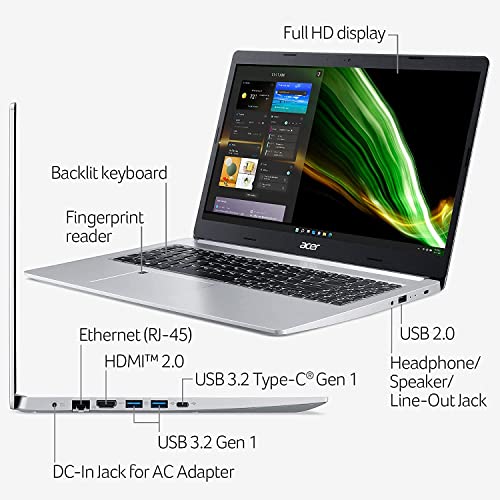 Acer 2022 Newest Aspire 5 Slim 15.6" FHD IPS Laptop, Quad-Core AMD Ryzen 3 3350U (Upto 3.5GHz,Beat i5-7200U), 12GB DDR4 RAM, 512GB SSD,WiFi 6, Backlit KB, Fingerprint Reader,Windows 11+MarxsolCables