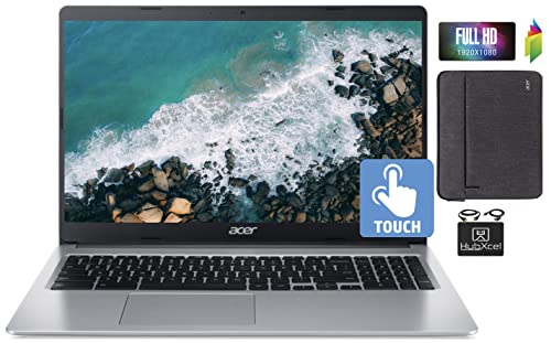 Acer 2022 Flagship Chromebook 15.6" FHD 1080p IPS Touchscreen Light Laptop, Intel Celeron N4020 (Up to 2.8GHz), 4GB RAM, 64GB eMMC,HD Webcam,Gigabit WiFi, 12+ Hours Battery,Chrome OS,w/HubxcelCables