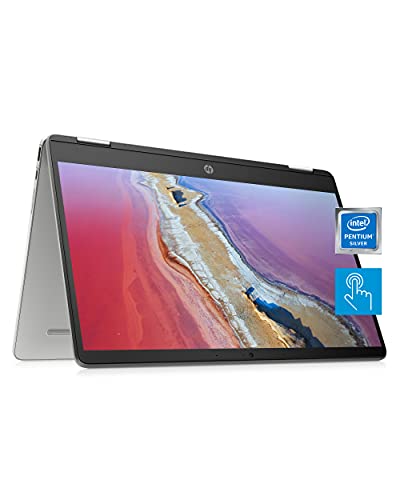 HP Chromebook x360 14a 2-in-1 Laptop, Intel Pentium Silver N5030, 4 GB RAM, 64 GB eMMC, 14” HD Micro-Edge Touchscreen, Chrome OS, 720p Webcam, Dual Speakers, Long Battery Life (14a-ca0023nr, 2021)